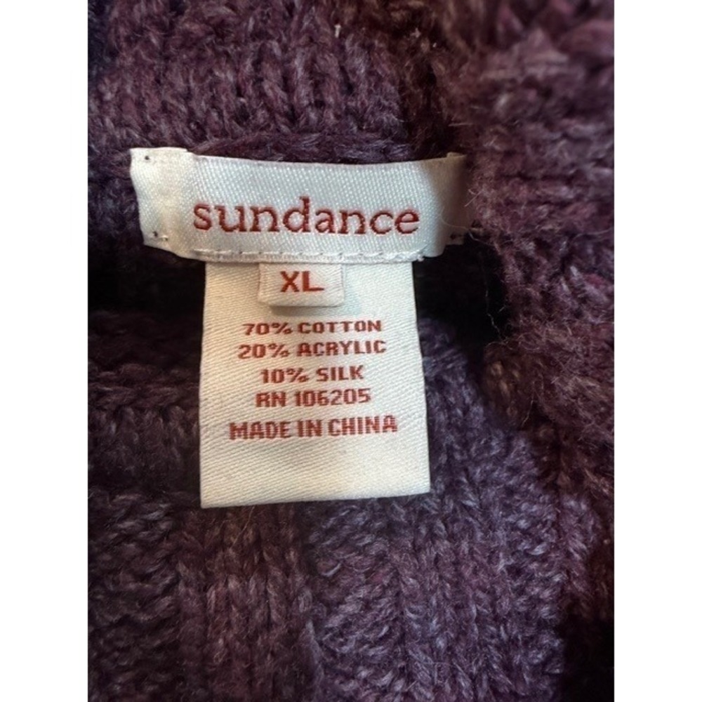 Sundance Womens Ribbed Knit Turtleneck Sweater Plum Purple Cotton Silk Cozy XL - Picture 3 of 5